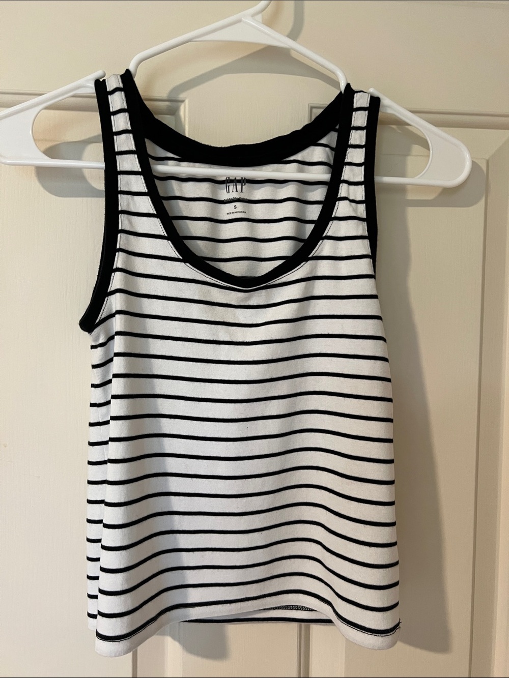 GAP White Tank Top with Black Stripes